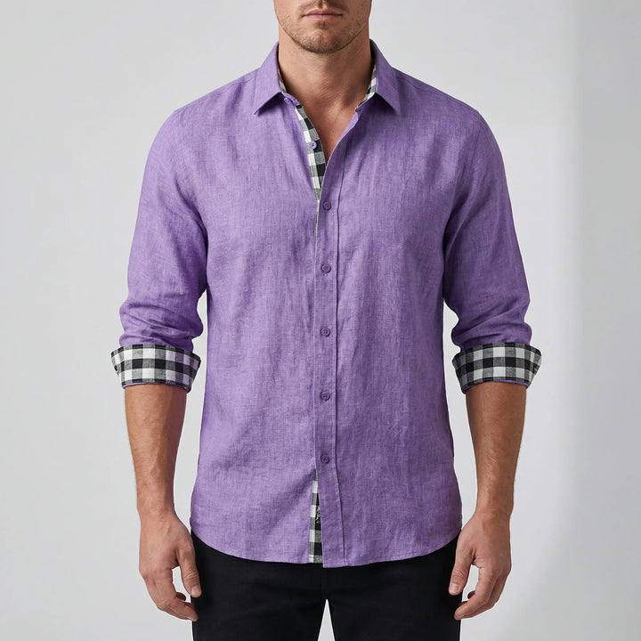 Dexholm - Camisa informal de manga larga con botones delanteros