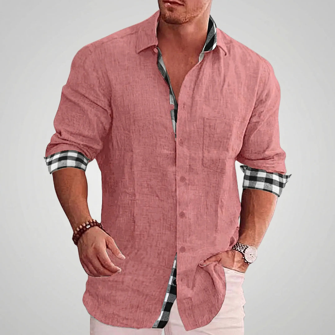 Dexholm - Camisa informal de manga larga con botones delanteros