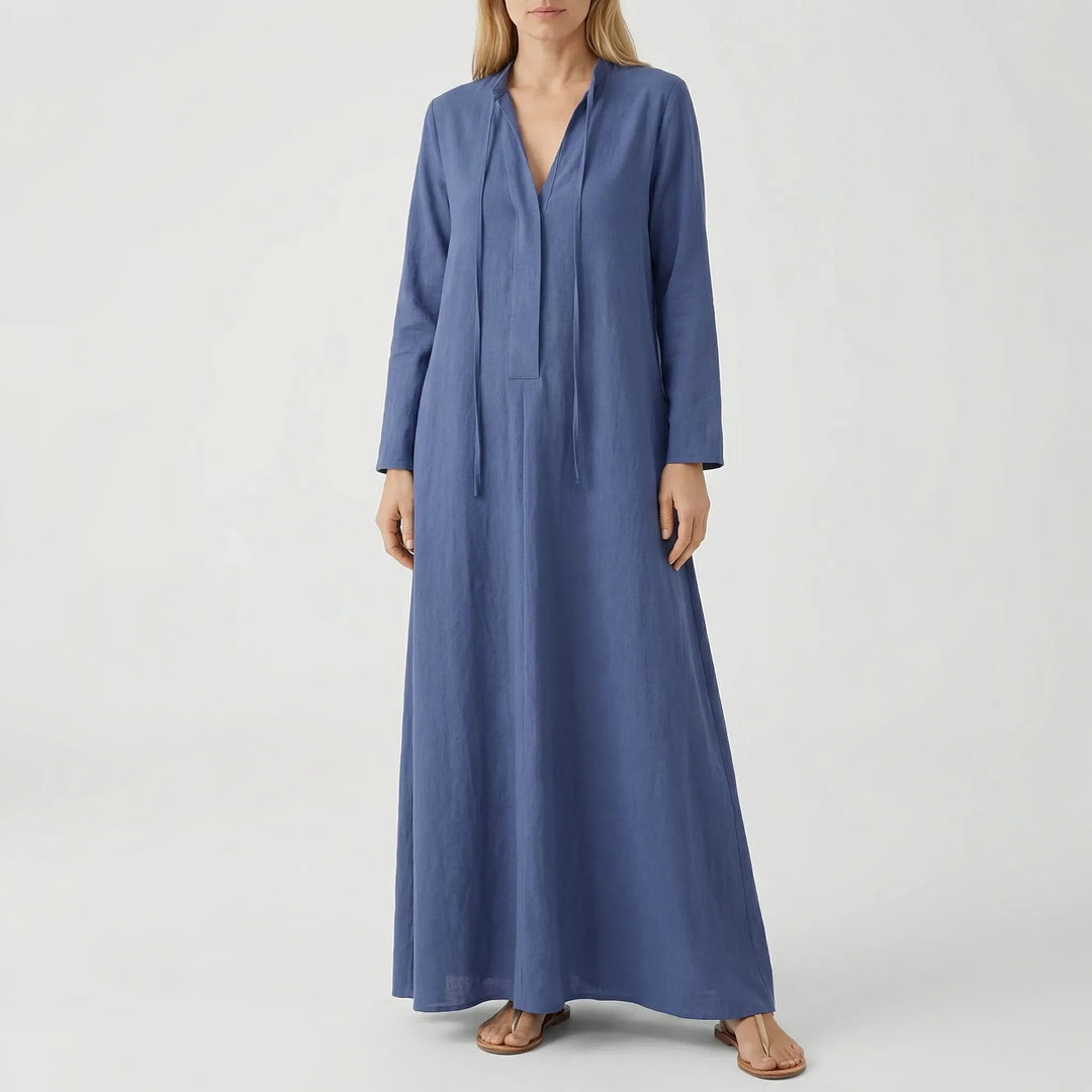 Dravilex - Vestido largo hasta el suelo con escote en V