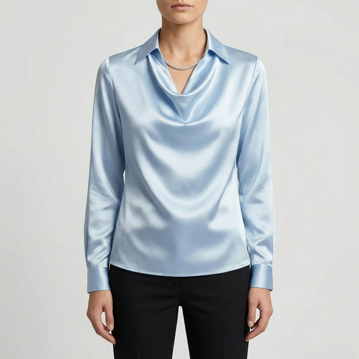 Dravrelle - Blusa de manga larga con cuello cascada