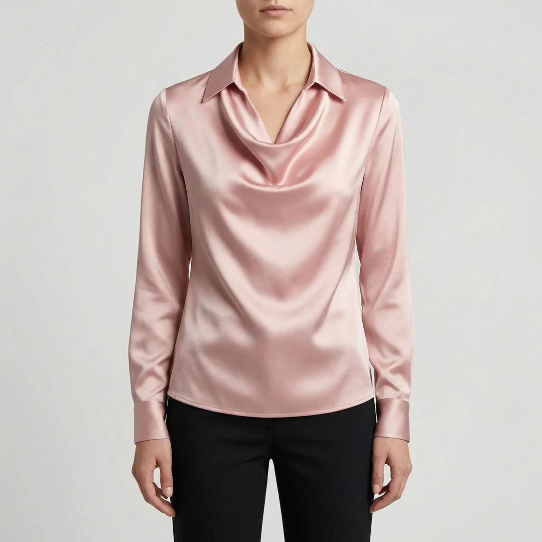 Dravrelle - Blusa de manga larga con cuello cascada