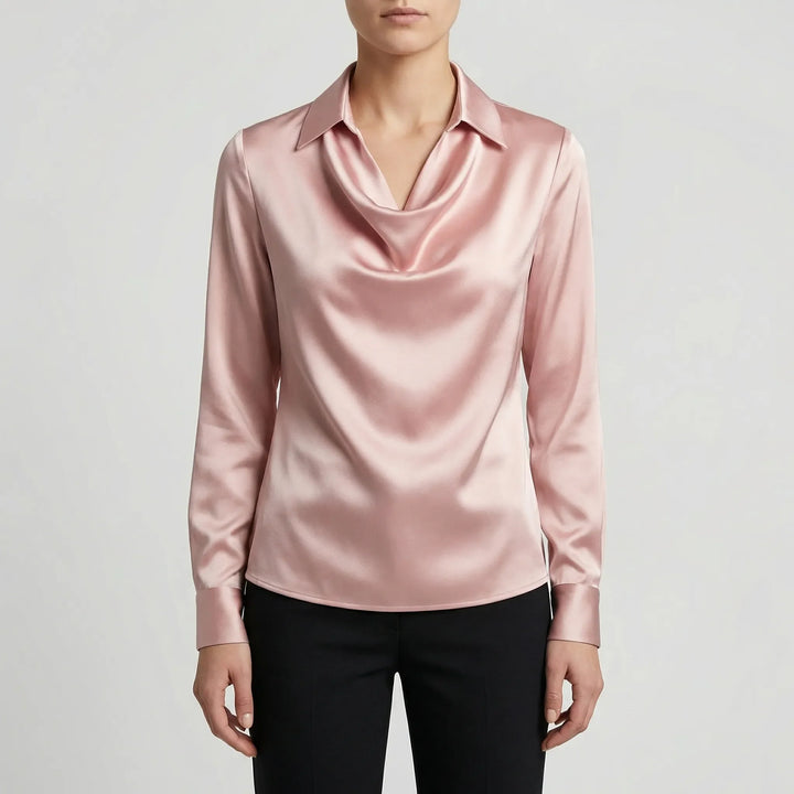 Dravrelle - Blusa de manga larga con cuello cascada