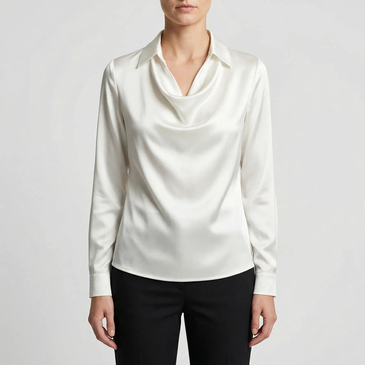 Dravrelle - Blusa de manga larga con cuello cascada