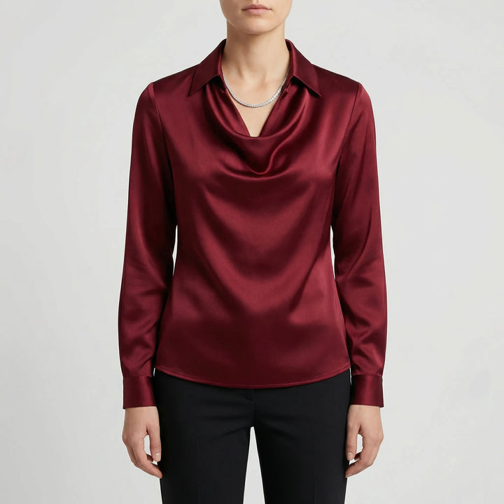 Dravrelle - Blusa de manga larga con cuello cascada