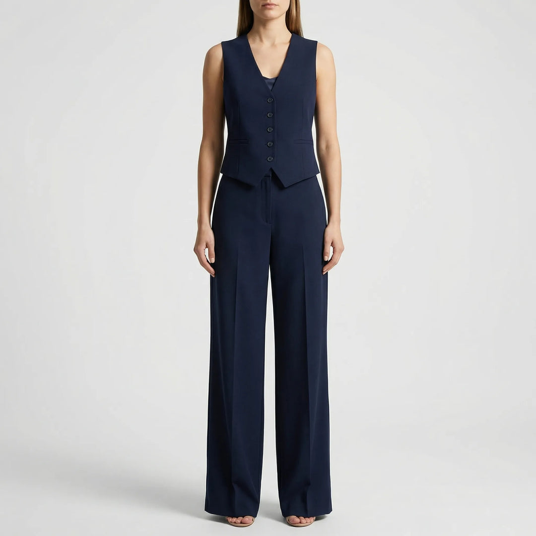 Elanza - Conjunto de chaleco sin mangas y pantalón de pierna ancha