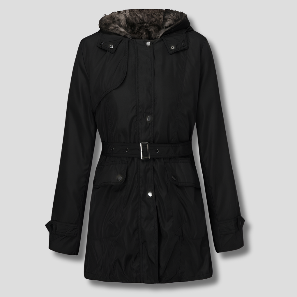 Parka elegante para mujer con forro de piel sintética