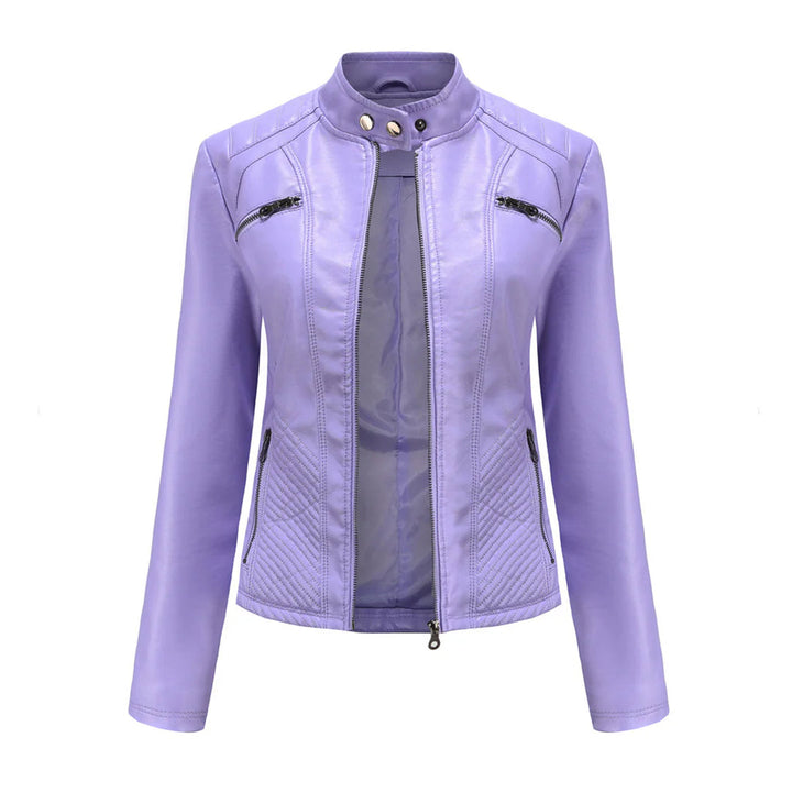 Chaqueta elegante de imitación de cuero para mujer