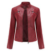 Elegante chaqueta de imitación de piel para mujer con diseño clásico de motera