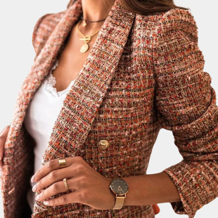 Elegante blazer de mujer con estampado de cuadros clásico