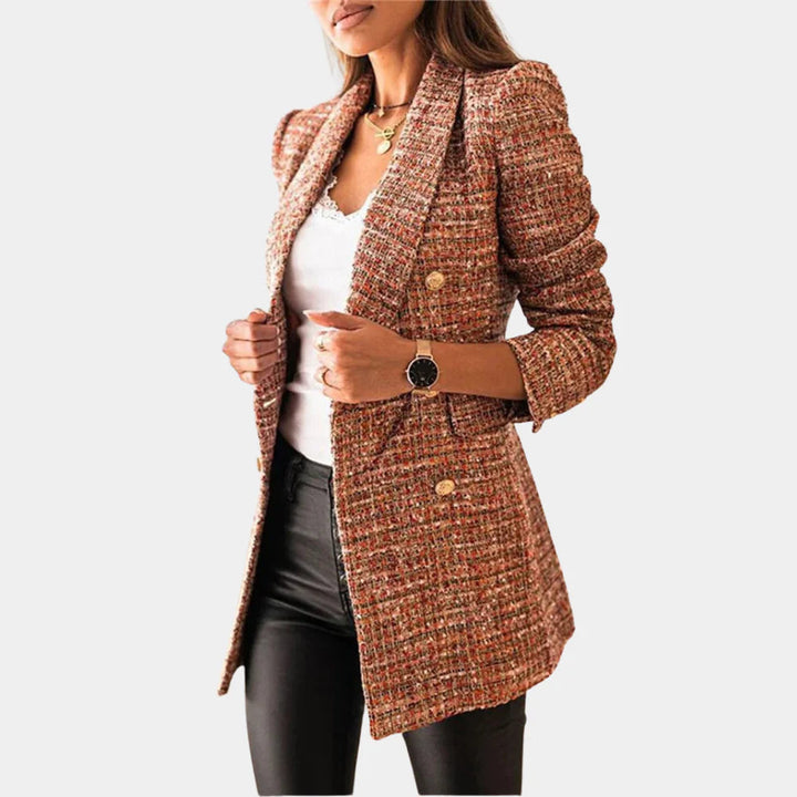 Elegante blazer de mujer con estampado de cuadros clásico