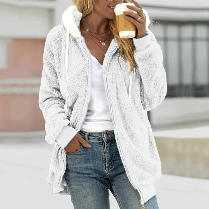 Chaqueta de felpa con capucha para mujer: calidez acogedora y estilo para el día a día