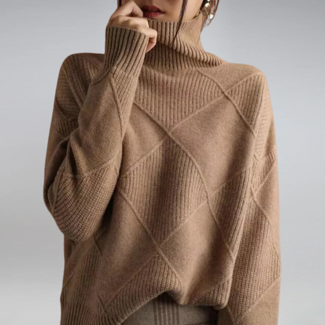 Jersey de cuello alto de lana fina de lujo para mujer