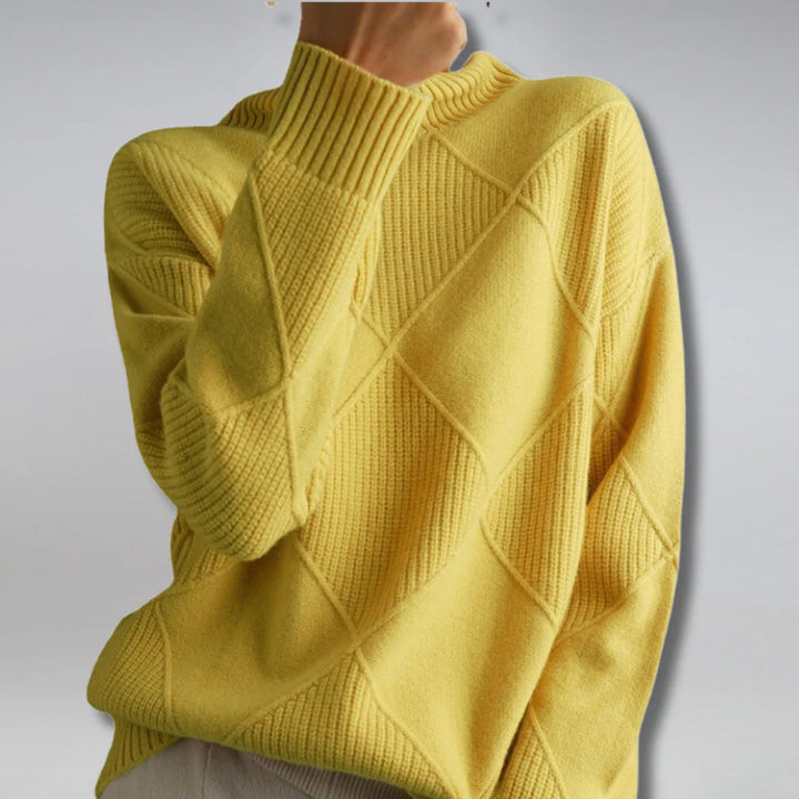 Jersey de cuello alto de lana fina de lujo para mujer
