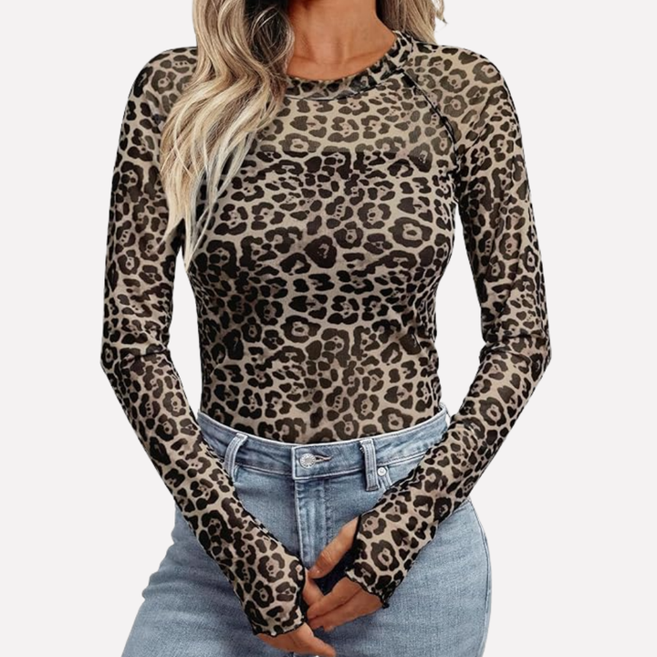 Top de Encaje Translúcido de Malla