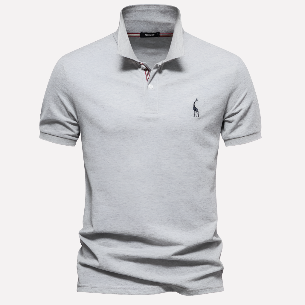 Polo de Algodón Lujoso para Hombres con Bordado de Ciervo