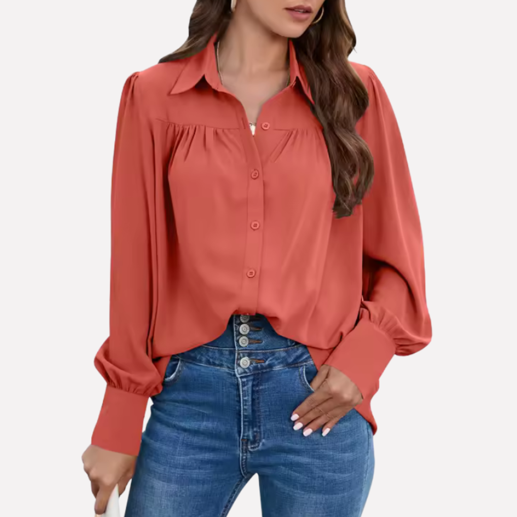 Blusa de Chifón con Mangas de Linterna para Mujeres