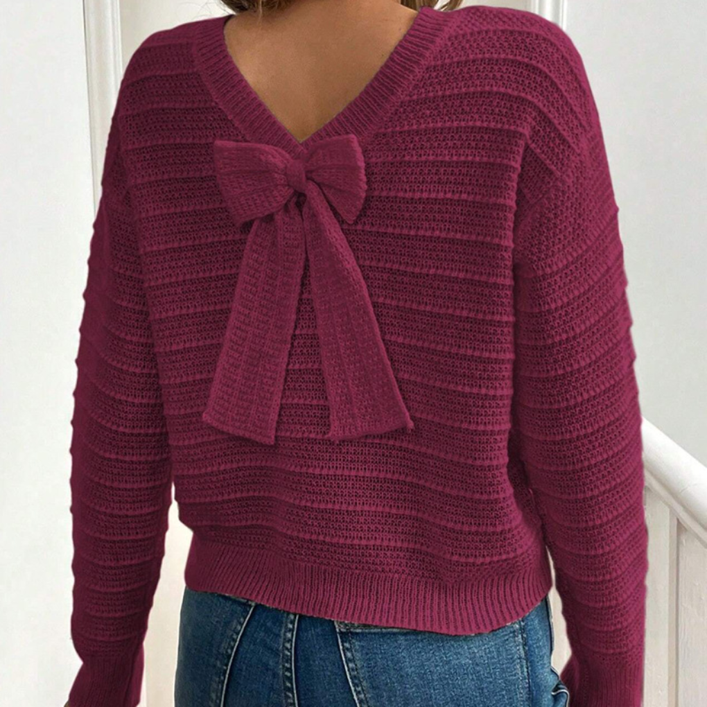 Suéter Pullover con Lazo en la Espalda para Mujeres