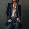 Chaqueta Larga Bordada para Mujeres