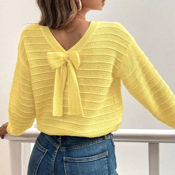 Suéter Pullover con Lazo en la Espalda para Mujeres