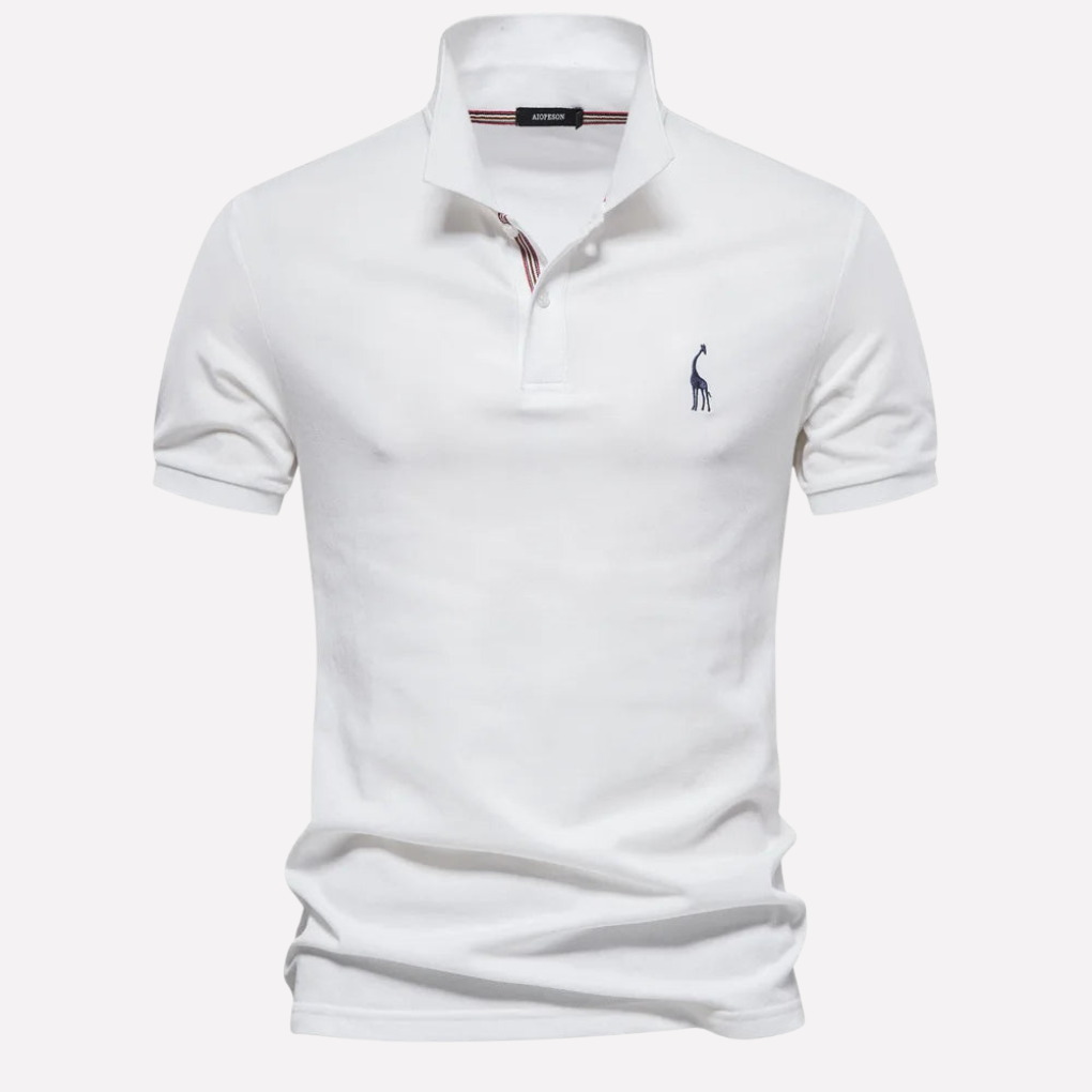 Polo de Algodón Lujoso para Hombres con Bordado de Ciervo