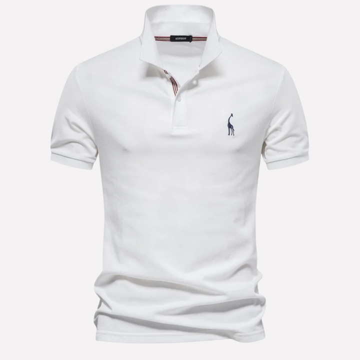 Polo de Algodón Lujoso para Hombres con Bordado de Ciervo