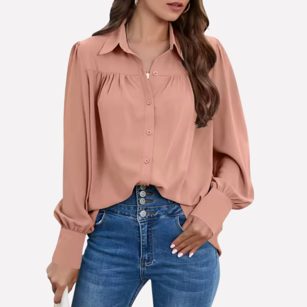 Blusa de Chifón con Mangas de Linterna para Mujeres