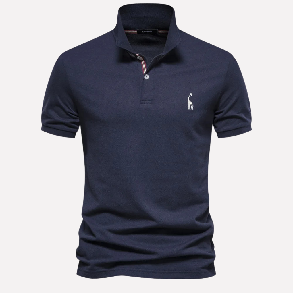 Polo de Algodón Lujoso para Hombres con Bordado de Ciervo