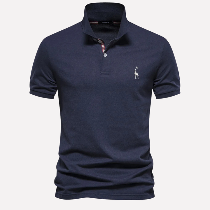 Polo de Algodón Lujoso para Hombres con Bordado de Ciervo