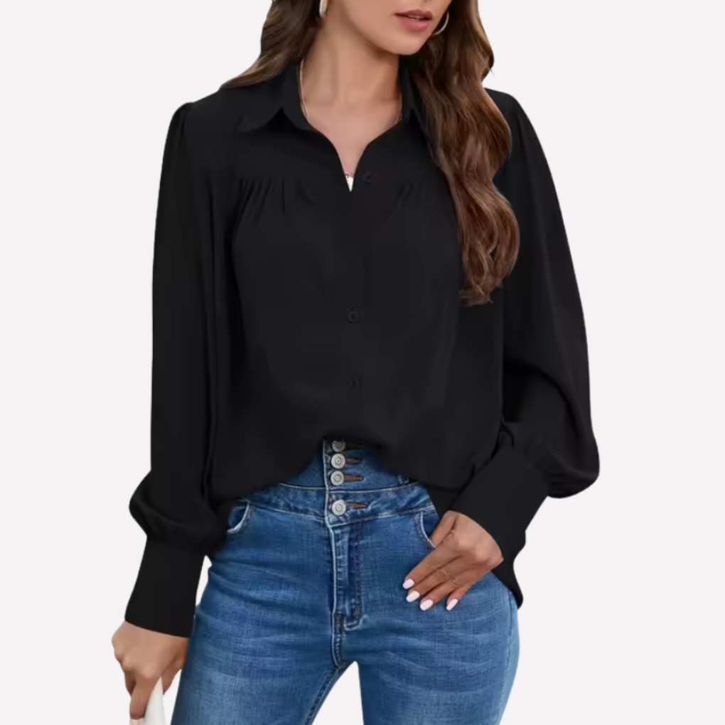 Blusa de Chifón con Mangas de Linterna para Mujeres