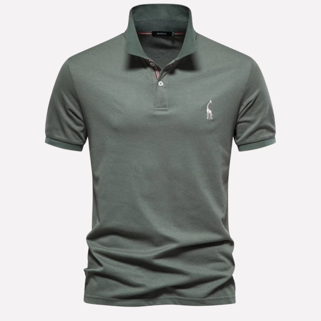 Polo de Algodón Lujoso para Hombres con Bordado de Ciervo