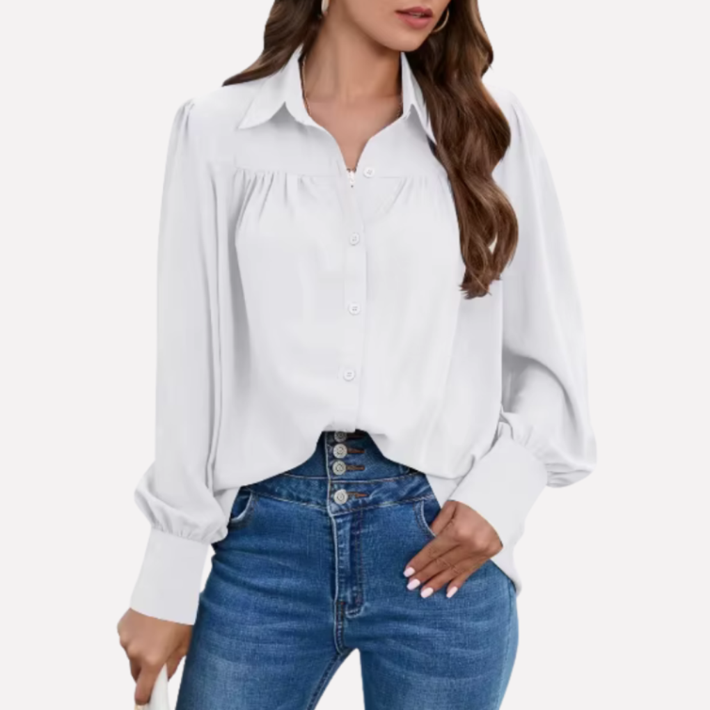 Blusa de Chifón con Mangas de Linterna para Mujeres