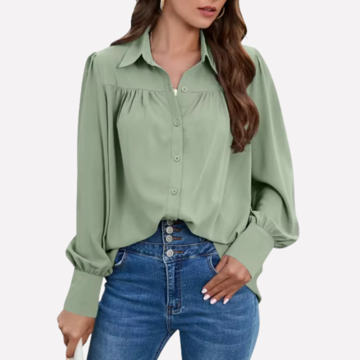 Blusa de Chifón con Mangas de Linterna para Mujeres