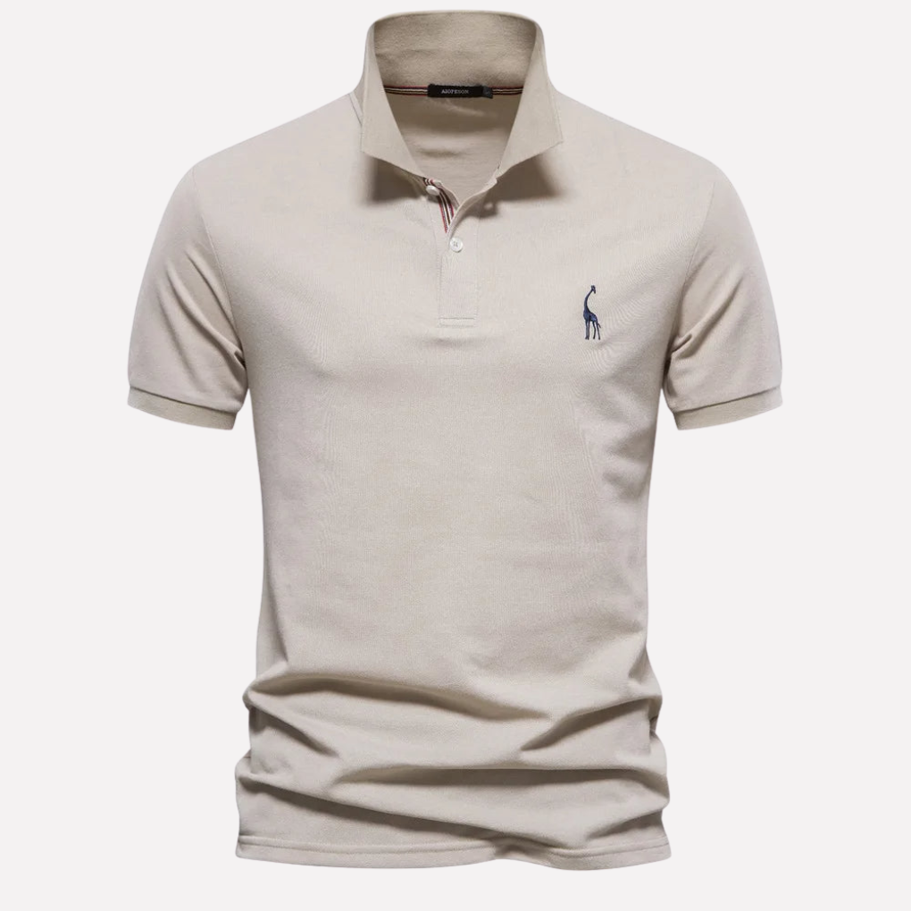 Polo de Algodón Lujoso para Hombres con Bordado de Ciervo
