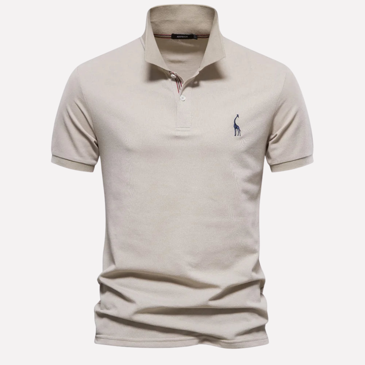 Polo de Algodón Lujoso para Hombres con Bordado de Ciervo