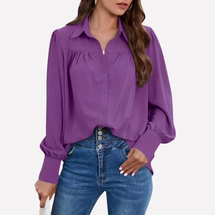 Blusa de Chifón con Mangas de Linterna para Mujeres