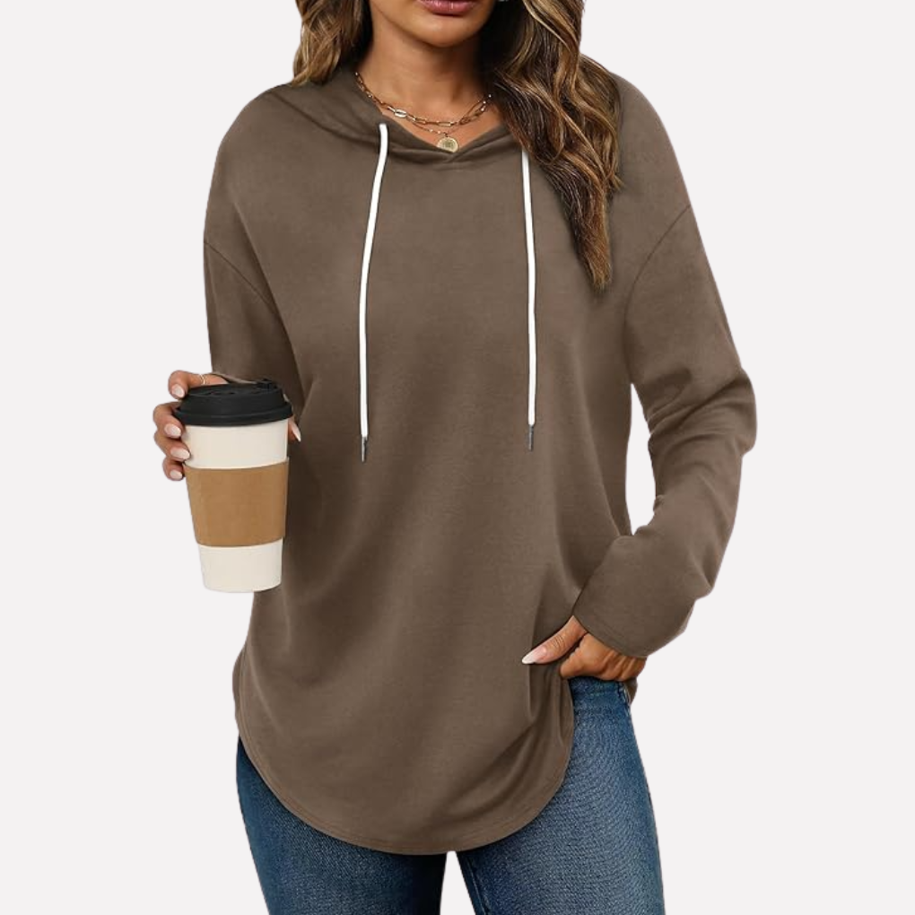 Sudadera de Manga Larga con Cuello Redondo para Mujeres