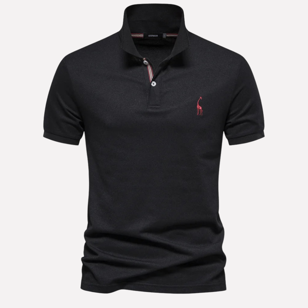 Polo de Algodón Lujoso para Hombres con Bordado de Ciervo