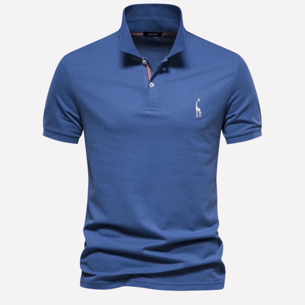 Polo de Algodón Lujoso para Hombres con Bordado de Ciervo