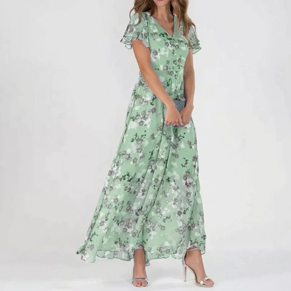 Vestido Maxi Imprimir Floral Vintage para Mujeres
