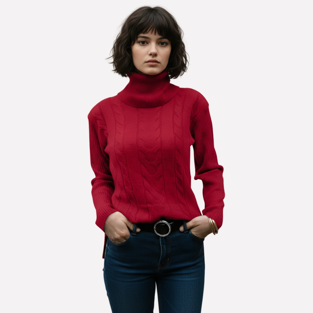 Suéter de Cuello Alto para Mujeres – Estilo Diario Relajado