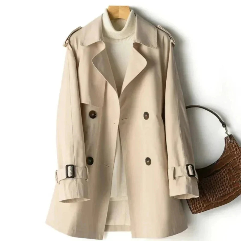 Trench Coat Doble Botón Clásico para Mujeres
