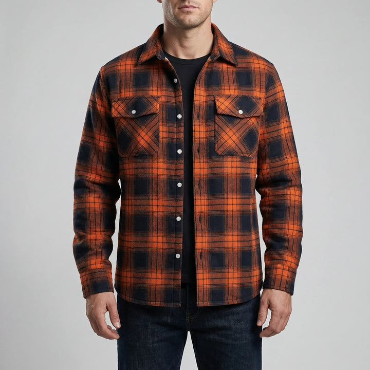 Flandrex - Chaqueta tipo camisa a cuadros con forro polar para hombre