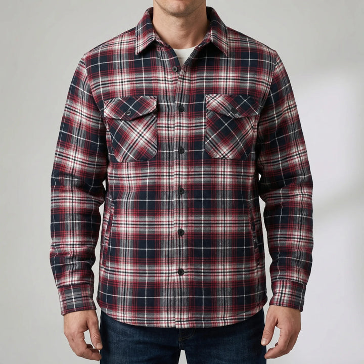 Flandrex - Chaqueta tipo camisa a cuadros con forro polar para hombre