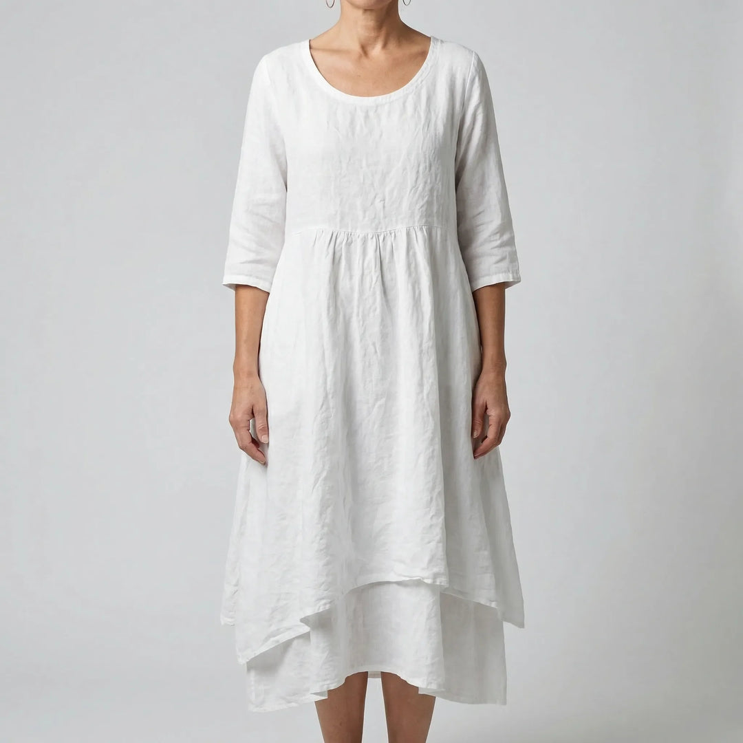 Fleurwyn - Vestido midi holgado con costura en la cintura