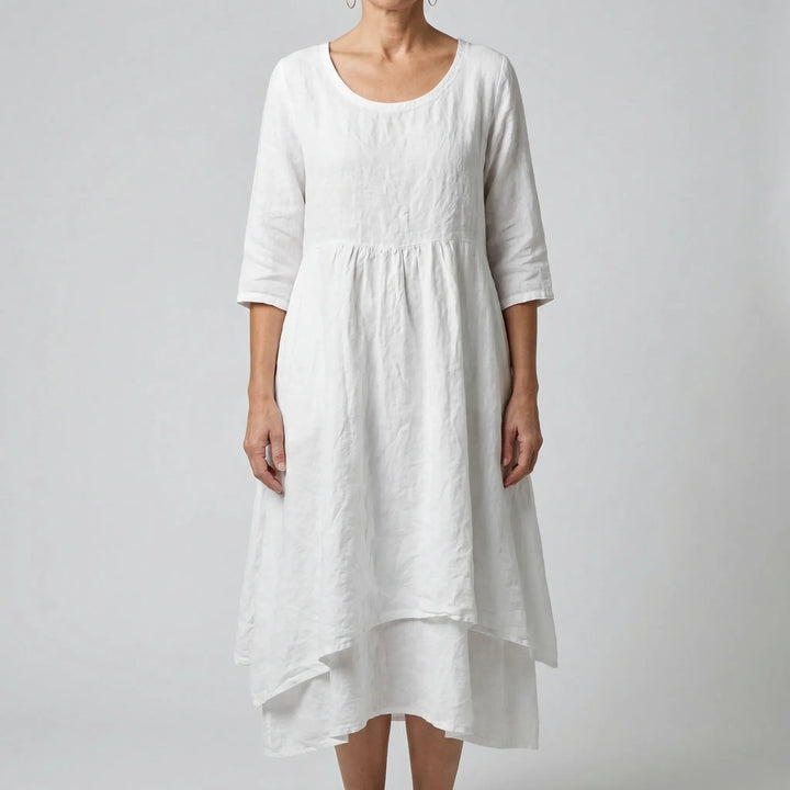 Fleurwyn - Vestido midi holgado con costura en la cintura