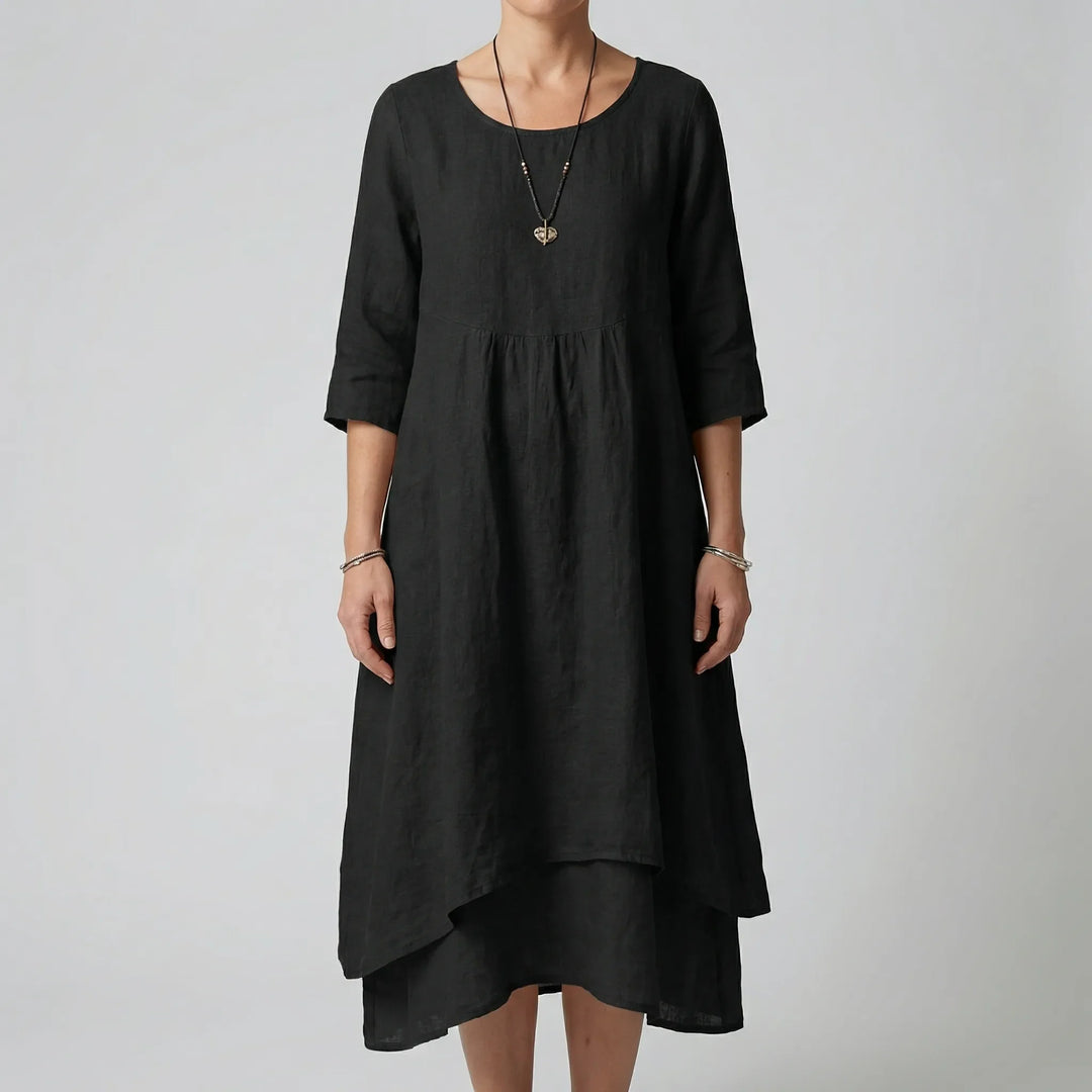 Fleurwyn - Vestido midi holgado con costura en la cintura