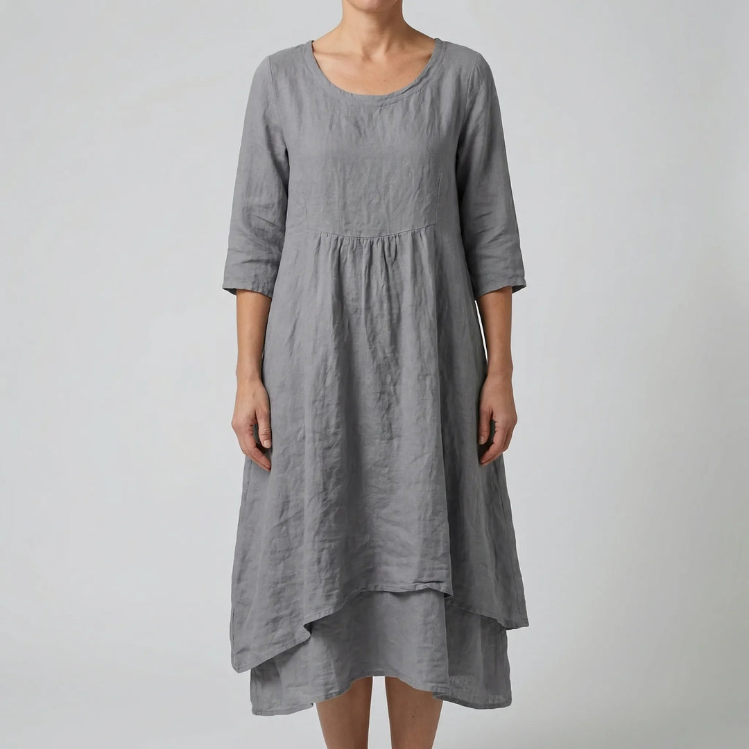 Fleurwyn - Vestido midi holgado con costura en la cintura