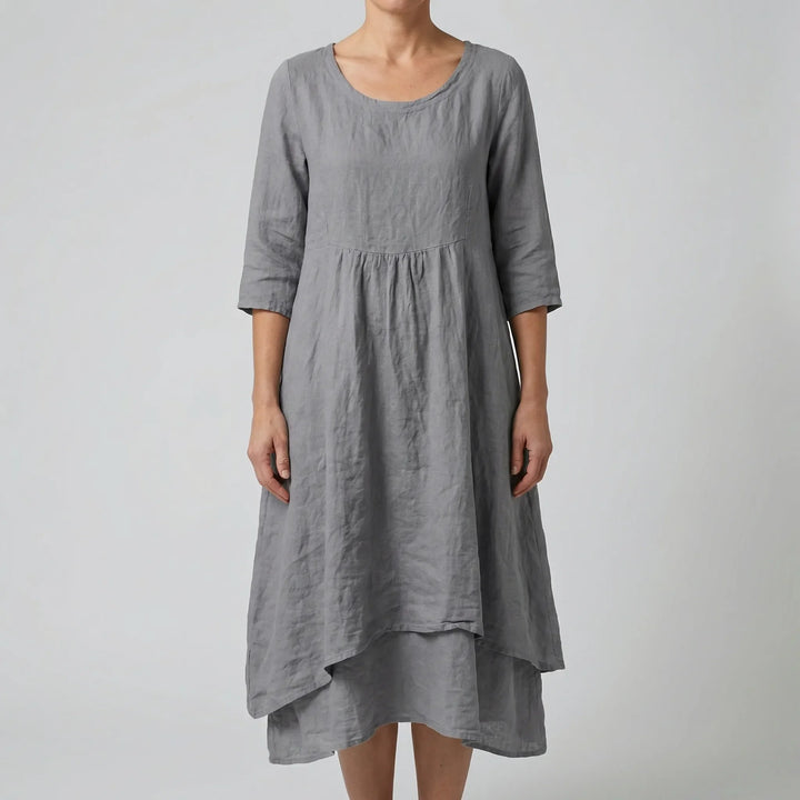 Fleurwyn - Vestido midi holgado con costura en la cintura
