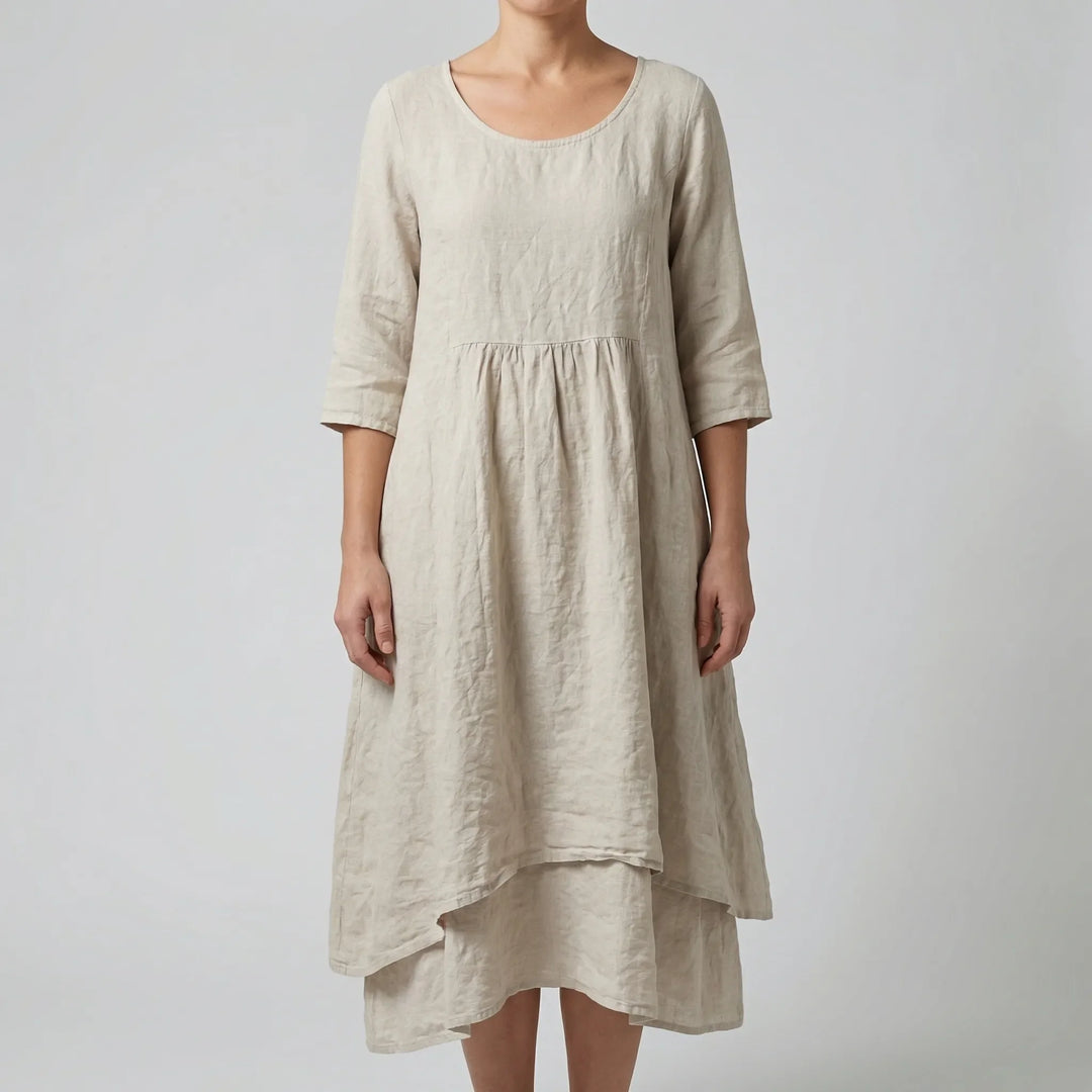 Fleurwyn - Vestido midi holgado con costura en la cintura