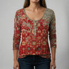 Top Boho Impreso de Mangas Largas